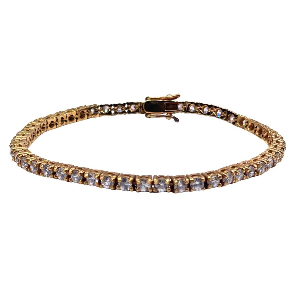 Rhinestone Tennis Bangle Gold tonedBracelet Classic Party/cocktail Date Night